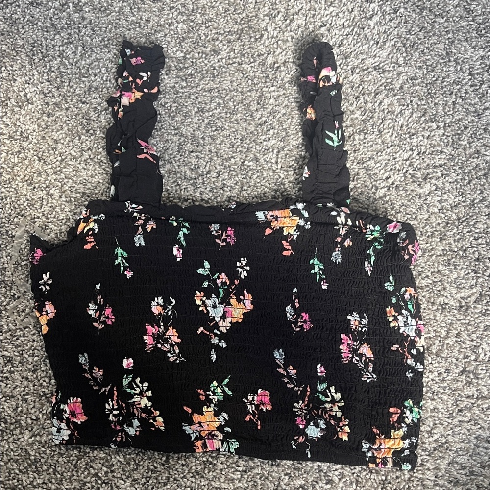 No Boundaries Black Floral Tank Top